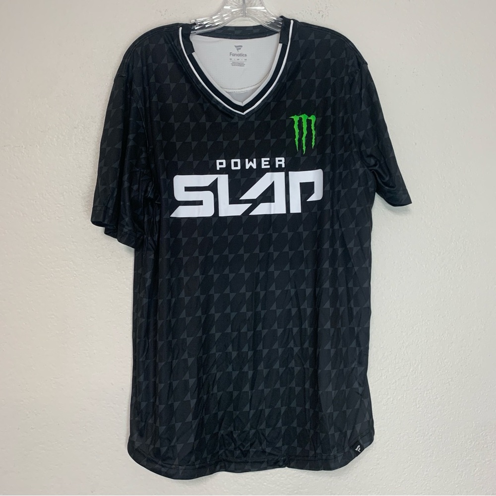 Fanatics Black Power Slap Fight Night Replica V-Neck Jersey Monster Energy Logo